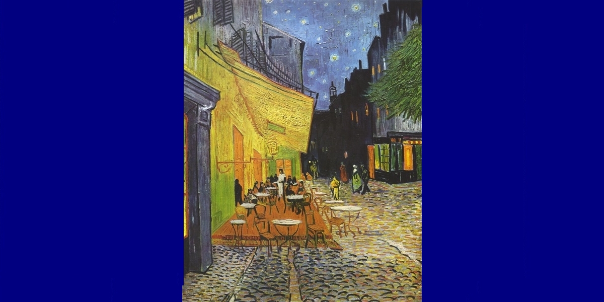 Caféterras bij nacht